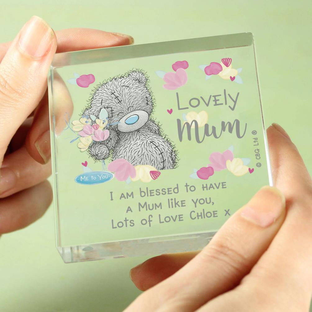 Personalised Me to You Lovely Mum Large Crystal Block Extra Image 2